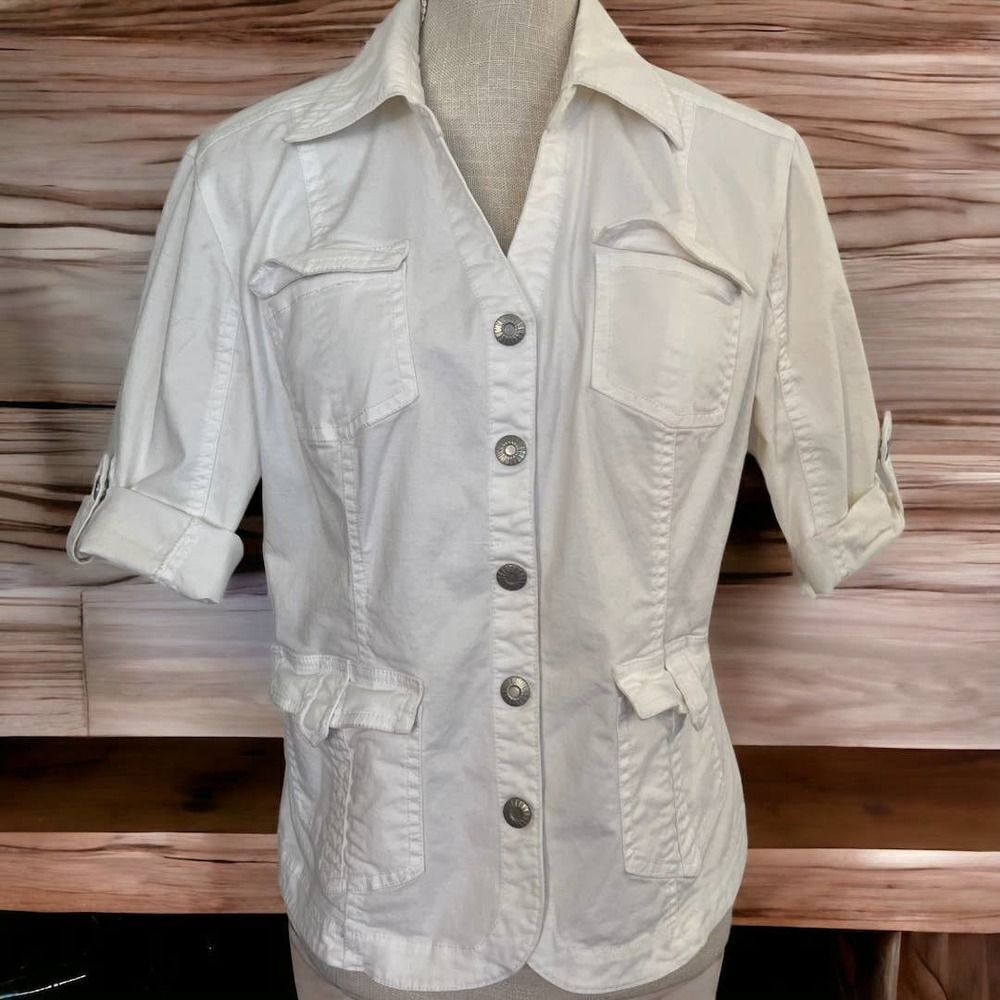 Dress Barn, Large, Elbow Sleeve Top or Lightweight Coat, Silver Accents & Snaps